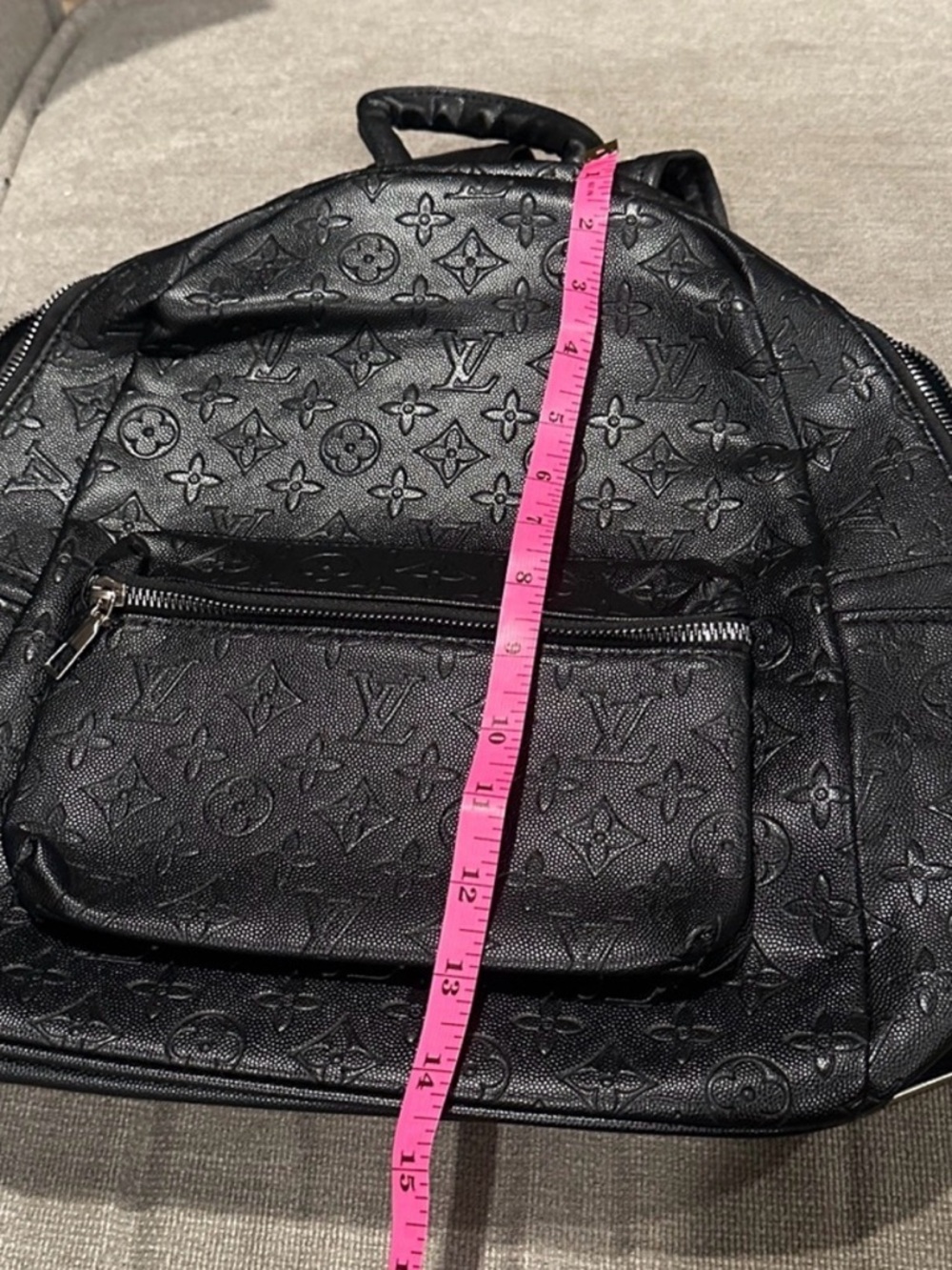 Embossed Monogram Black Backpack - Picture 3 of 11